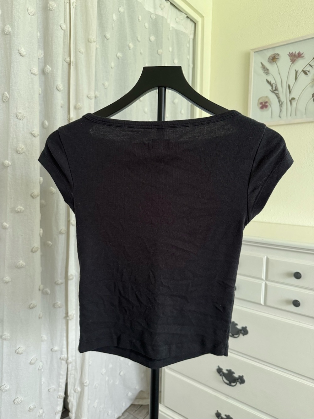 BDG Black Boatneck Short Sleeve Tee - Picture 2 of 3